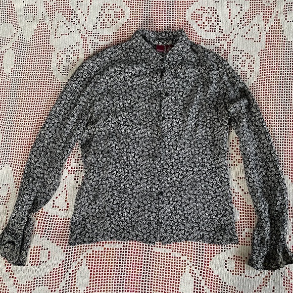 Vintage y2k Abstract Print Silk Blouse - Picture 3 of 7